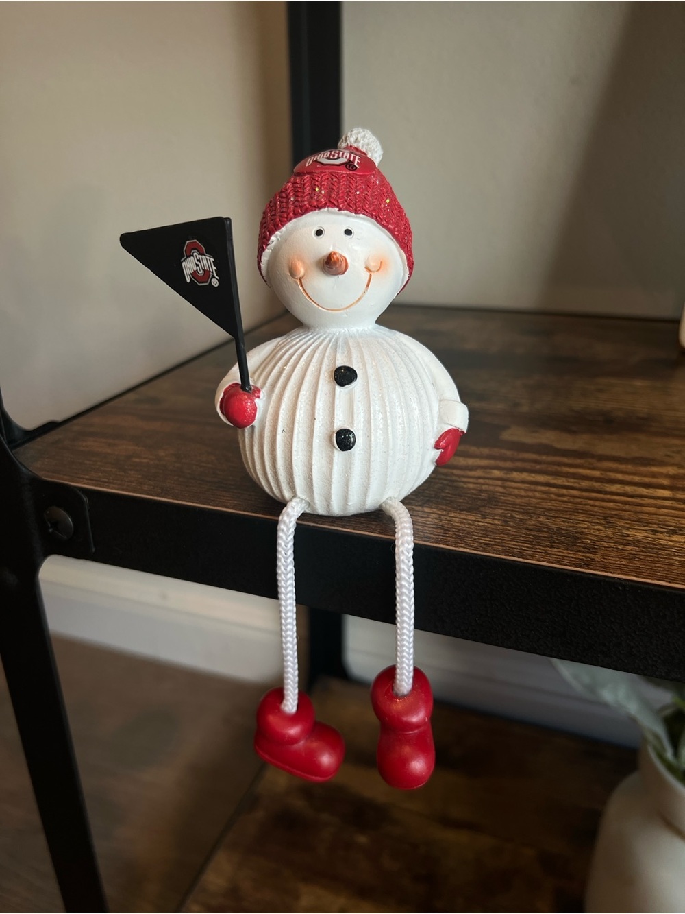 Ohio State Buckeyes Snowman Shelf Sitter Figurine 8" Dangling Legs OSU Christmas